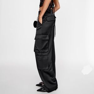 EUC Zara Satin Effect Cargo Pants
